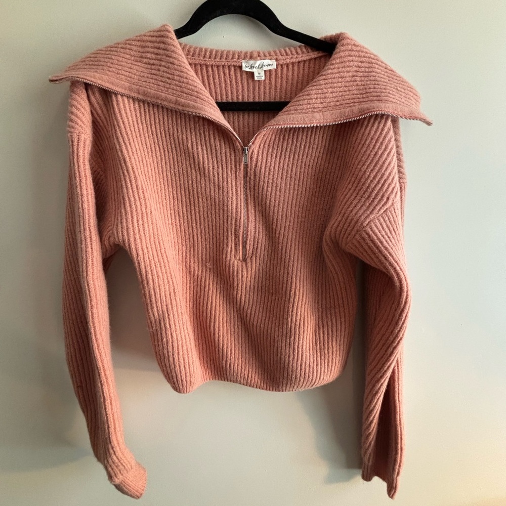 For Love And Lemons Dusty Pink Cowl Neck Sweater